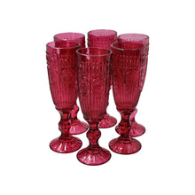 Set 6 Copas Champagne Flores  Verde