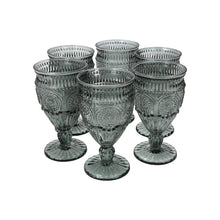 Set 6 Copas Vidrio Flores  Grafito