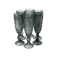 Set 6 Copas Champagne Flores  Grafito