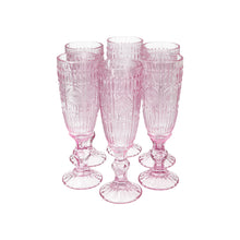 Set 6 Copas Champagne Flores  Palo de rosa