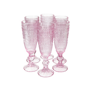Set 6 Copas Champagne Flores  Grafito