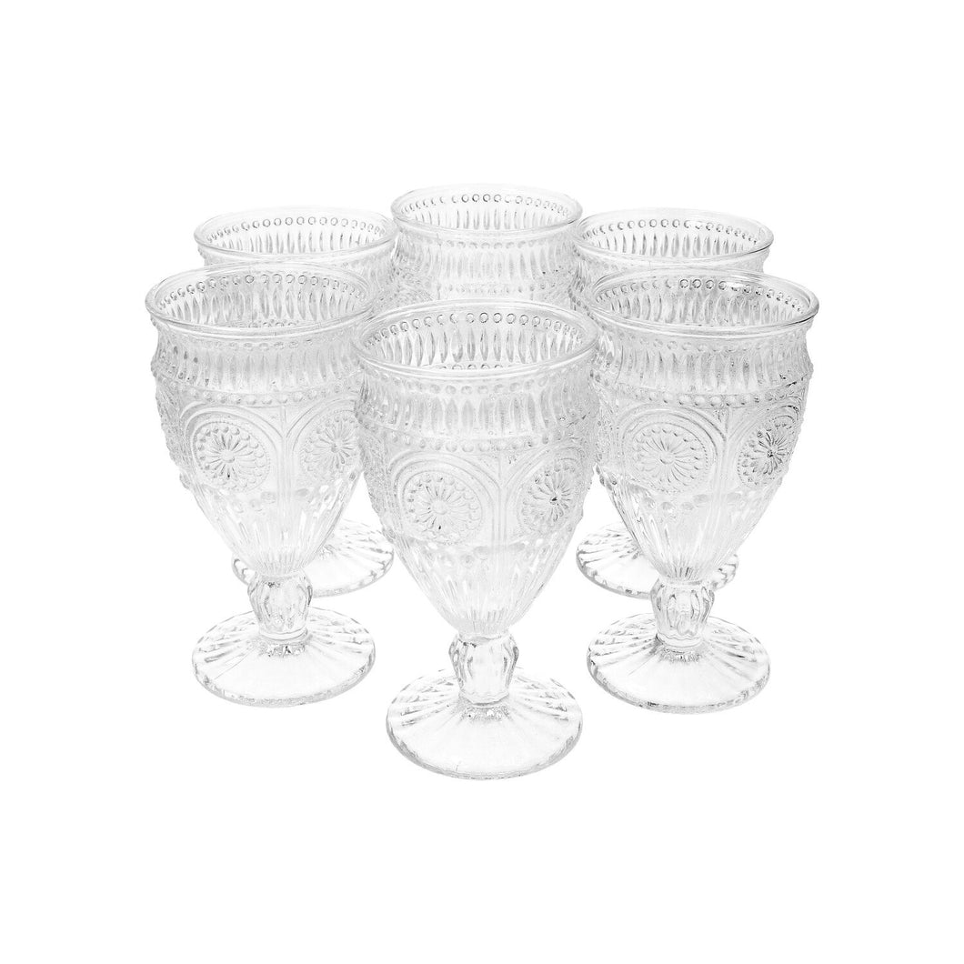 Set 6 Copas Vidrio Flores  Transparente