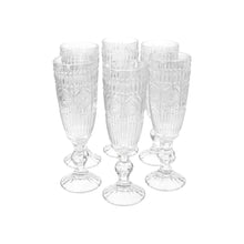 Set 6 Copas Champagne Flores  Azul