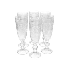 Set 6 Copas Champagne Flores  Grafito