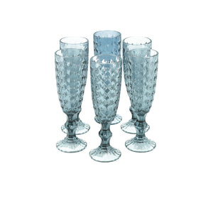 Set 6 Copas Champagne Rombos  Transparente
