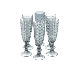 Set 6 Copas Champagne Rombos  Ámbar