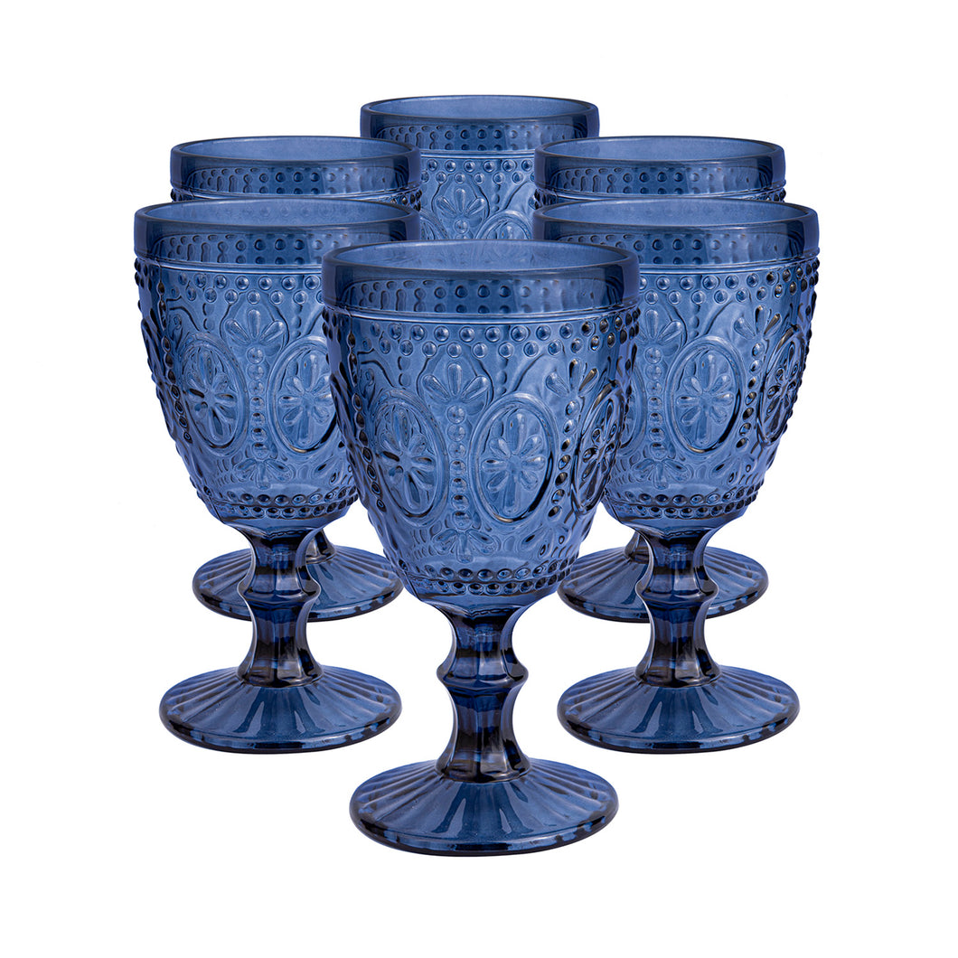 Set 6 Copas Vidrio Girasol  Azul