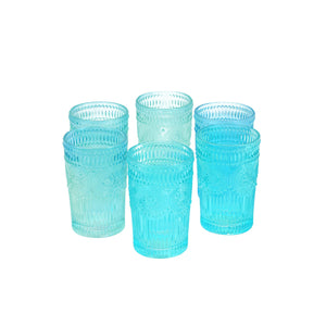 Set 6 Vasos Vidrio Alto Flor  Ámbar