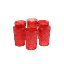 Set 6 Vasos Vidrio Alto Flor  Ámbar