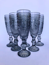 Set 6 Copas Champagne Flores  Gris