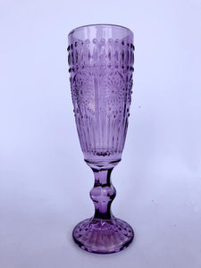 Set 6 Copas Champagne Flores  Lila