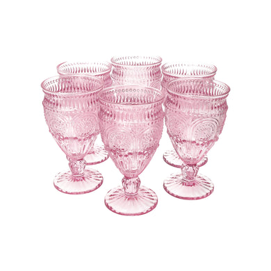 Set 6 Copas Vidrio Flores  Rosada